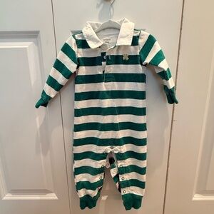 Carter's st Patrick’s day Green and White Striped Kids One Piece 12mo